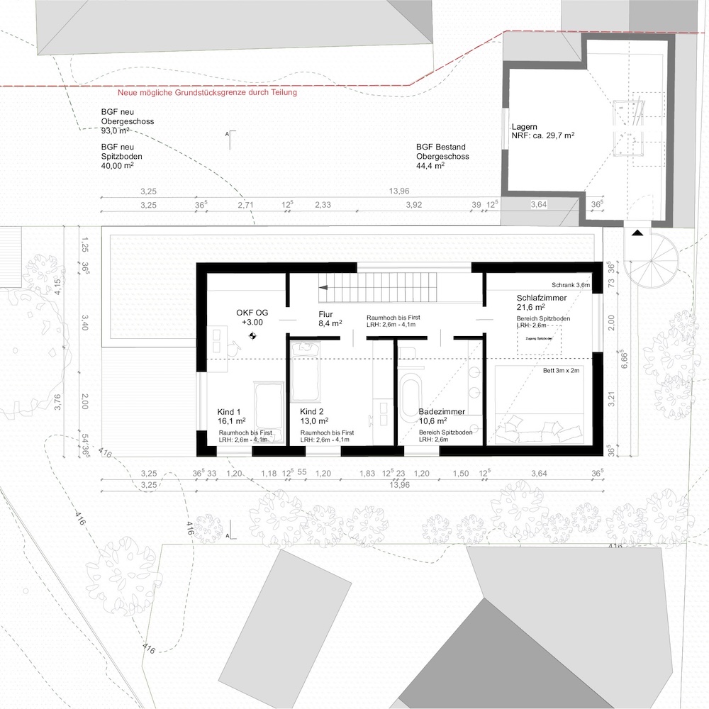 Entwurf A – Grundriss Obergeschoss