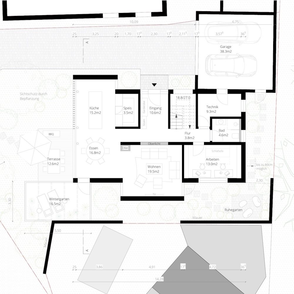 Entwurf C – Grundriss Erdgeschoss